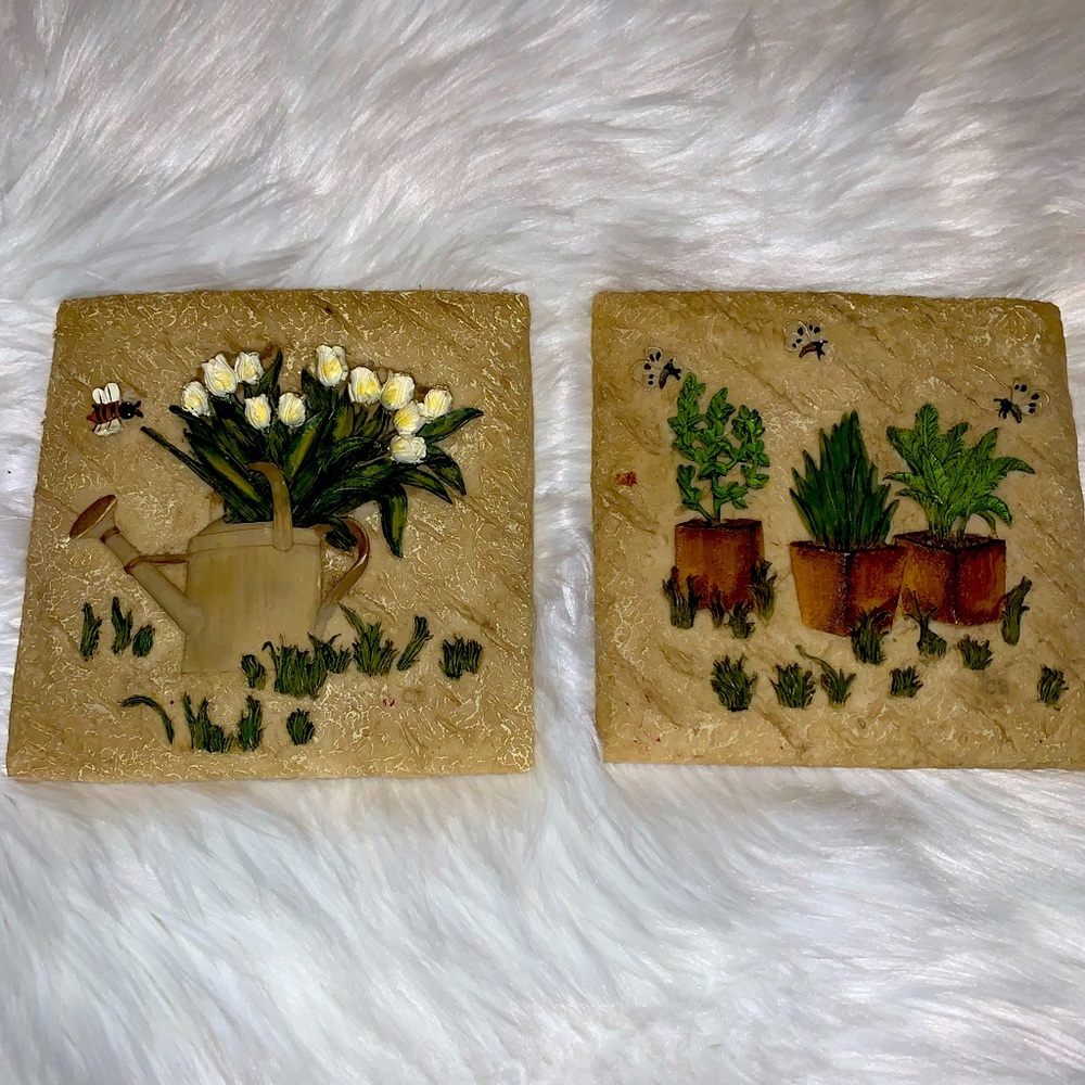 Set of 2 Signed Cheri Bloom Wall Plaques